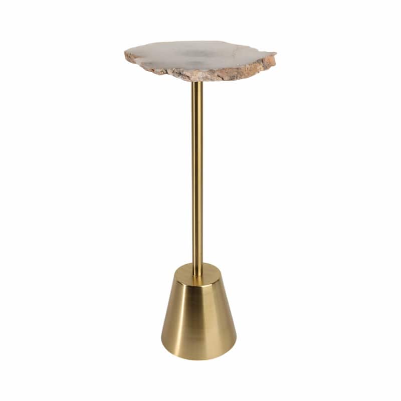 Freeform Agate Natural Edge Side Table with Metal Base