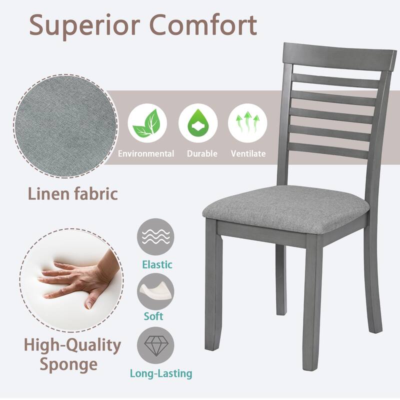 Dining Chairs Only, Wooden Dining Chairs Set of 4, Kitchen Chair with Padded Seat, Upholstered Side Chair for Dining Room