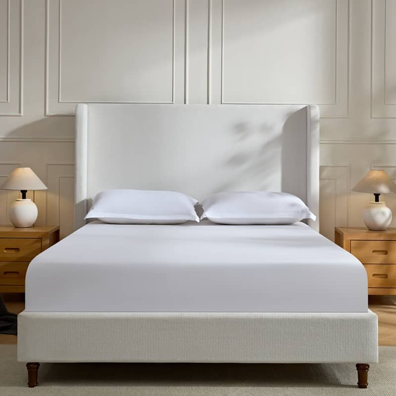Harper Tall Headboard Upholstered Bed - Cream White - Queen