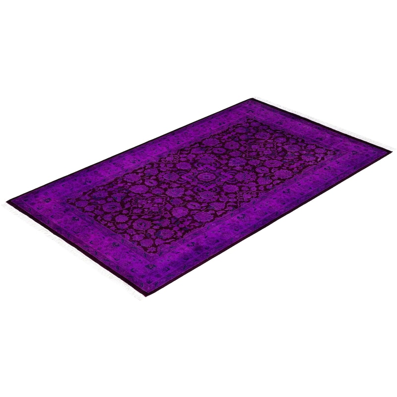 Overdyed One-of-a-Kind Hand-Knotted Area Rug - Purple - 3' 2" x 5' 4"
