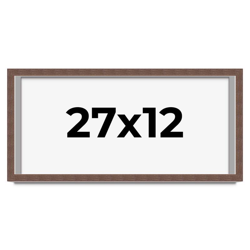 27x12 Shadow Box Frame Brown | 1.125 inches Deep Real Wood Rustic