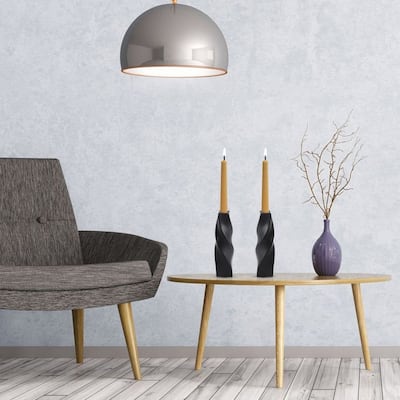 Set of Two Tall Curvy Taper Candlesticks in Matte Black