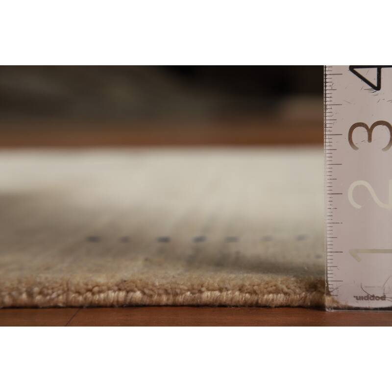 Tribal Beige Gabbeh Indian Foyer Rug Handmade Silk Carpet - 3'1"x 4'11"