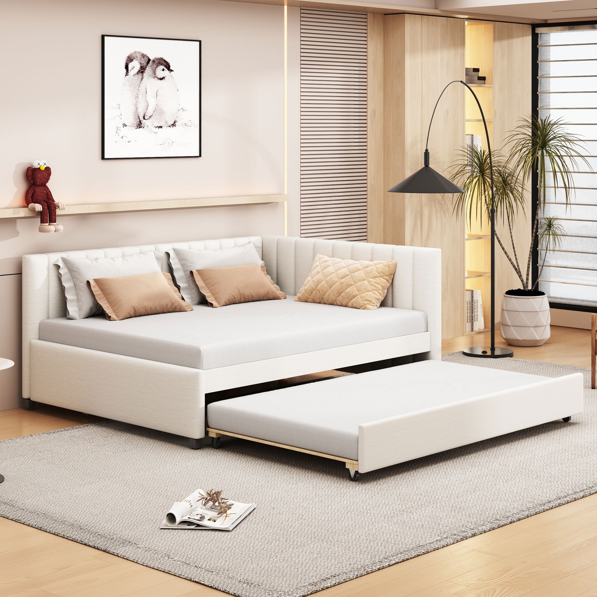 L shaped trundle bed top