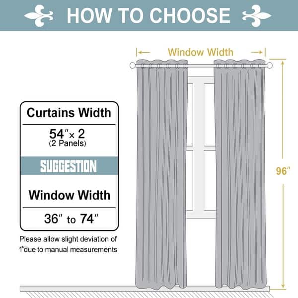 dimension image slide 1 of 2, 4 Piece Grommet Darkening Blackout Window Panel Curtain Set
