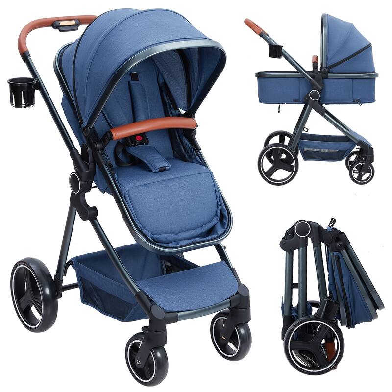 Foldable Baby Stroller with Adjustable Canopy