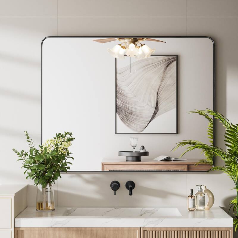 Rectangle Bathroom Vanity Mirror with Metal Frame(Vertical/Horizontal) - 30W*40H Inches - Black