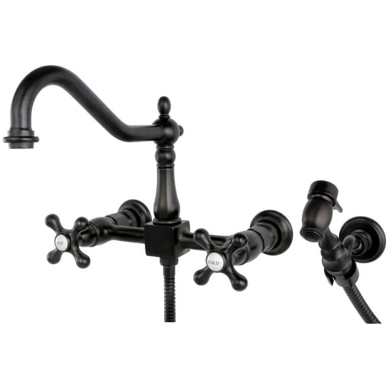 Elements Of Design Double Handle 8" Center Wall Mounted Kitchen Faucet