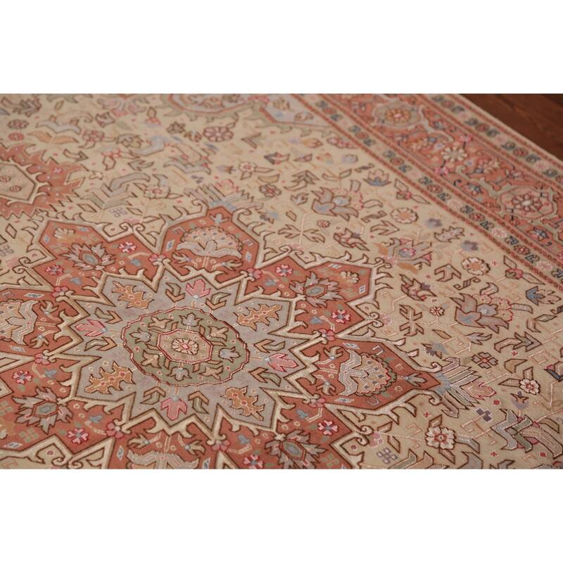 Geometric Tabriz Oriental Rug Handmade Wool Carpet - 5'1" x 6'11"