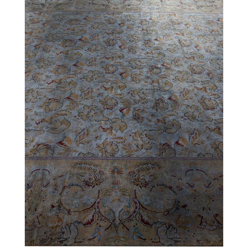 Overton Hand Knotted Wool Vintage Inspired Modern Contemporary Overdyed Gray Area Rug - 7' 10" x 10' 3"