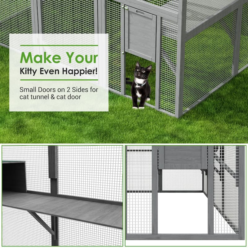 Outdoor Catio Cat House 74" H Large Cat Enclosures ,UV proof Cover