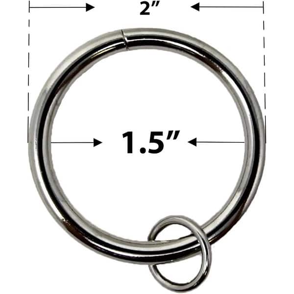 dimension image slide 0 of 6, Set of 14 Solid Metal Window Drapery Curtain Panel Ring with Eyelet, 1.5" Inner Diameter, Fits Up to 1.25" Rod