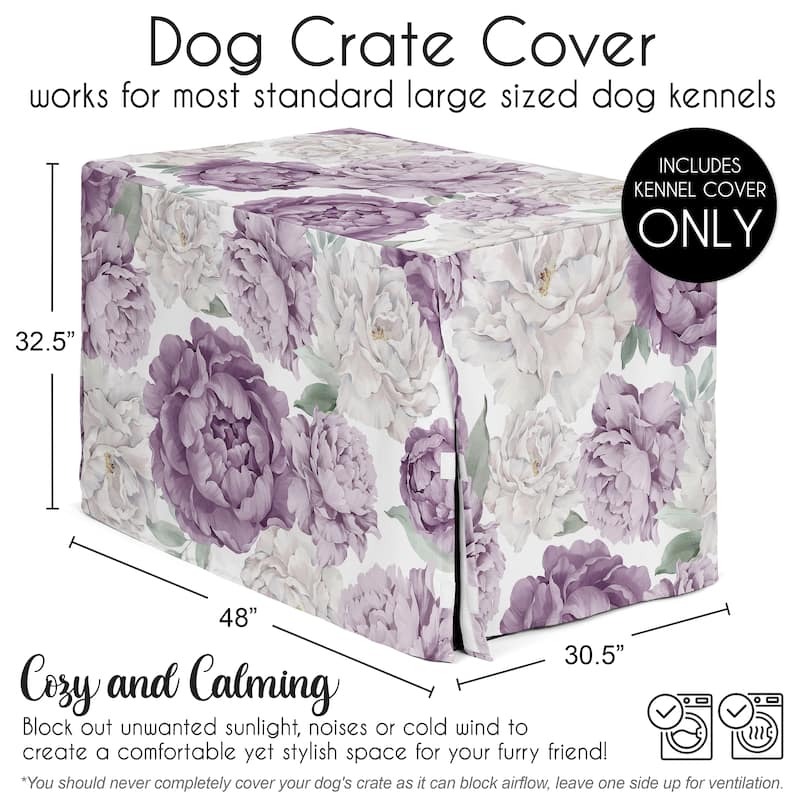 Sweet Jojo Designs Purple Lavender Boho Shabby Chic Floral Girl Dog Crate Kennel Cover 48in. -Bohemian Vintage Garden Watercolor