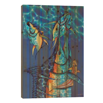 Blue Charge Print On Wood by Daniel Jean-Baptiste - Multi-Color