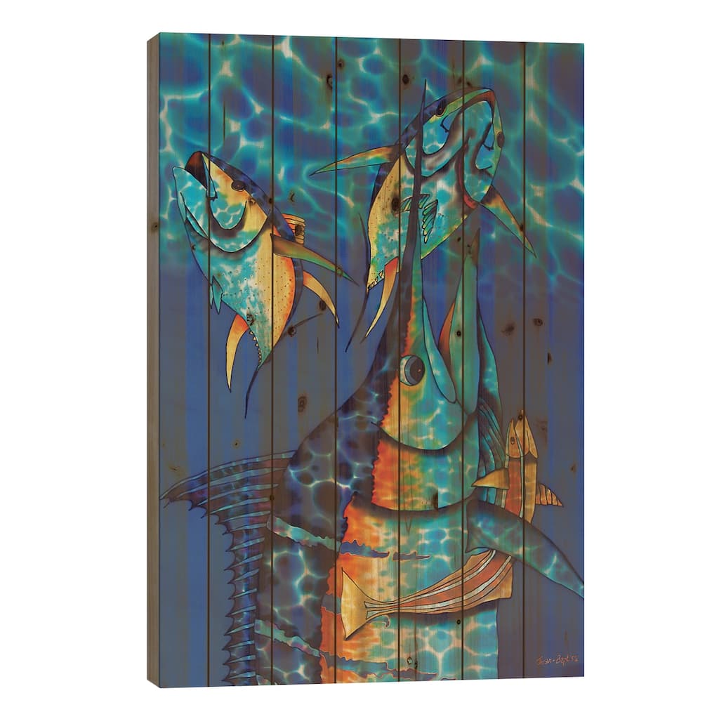 Blue Charge Print On Wood by Daniel Jean-Baptiste - Multi-Color