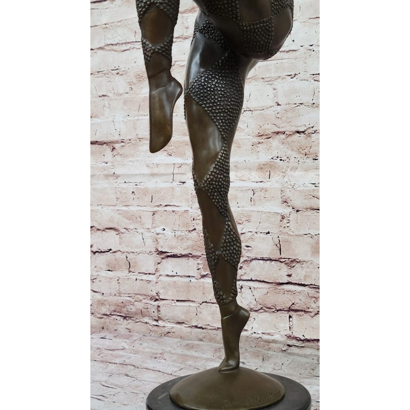 Dimitri Chiparus Art Deco Bronze Sculpture Of Female Dancer Figure Balancing On Leg