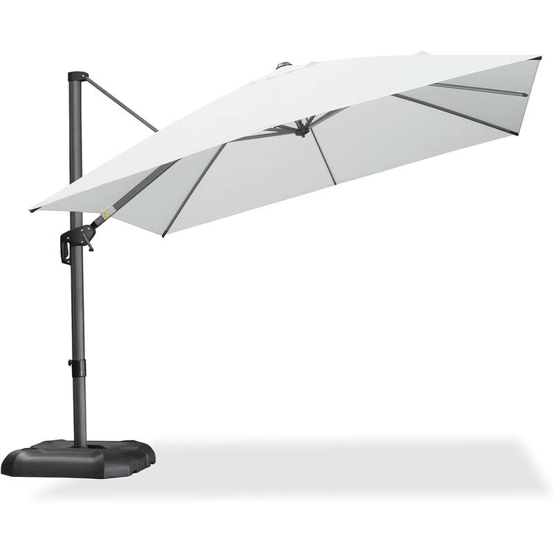 PURPLE LEAF 10 ft Square 360 Degree Rotation Patio Cantilever Umbrella - White