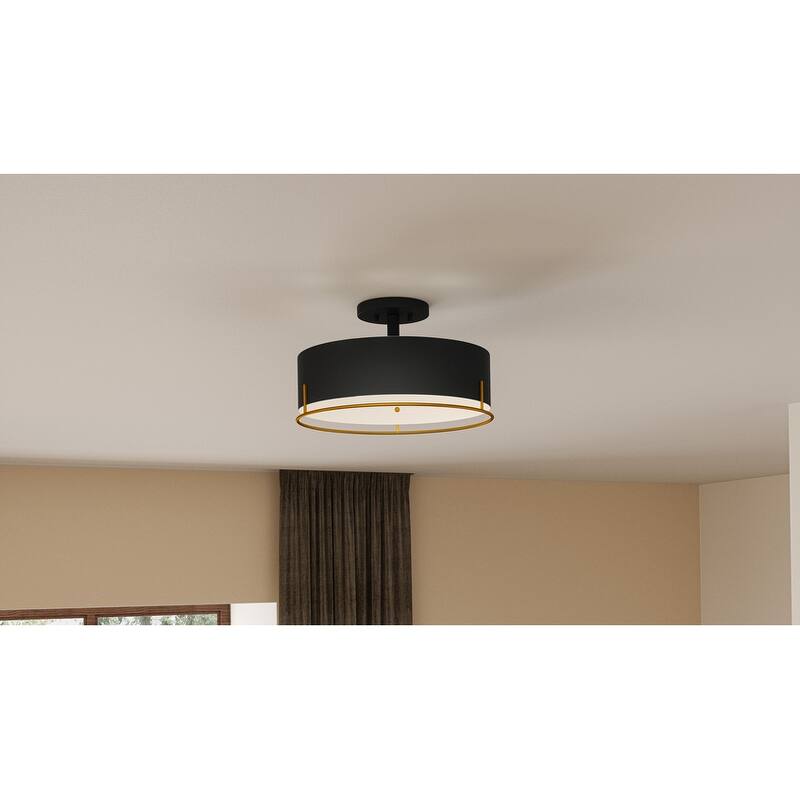 Quoizel Semi-Flush Mount 3-Light Semi-Flush Mount in Aged Brass