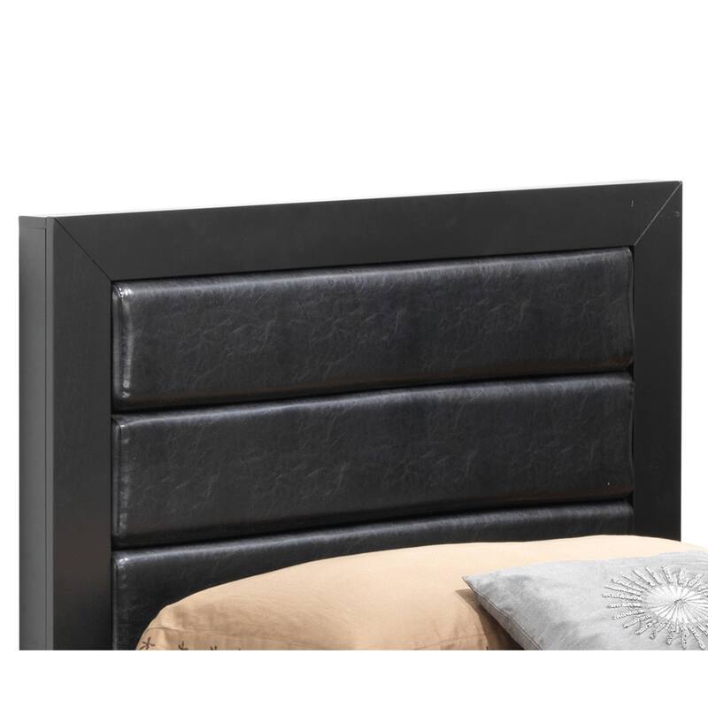 Roomfitters Upholstered Platform Bed Frame with Horizontal Channel Padded Headboard, No Box Spring Needed
