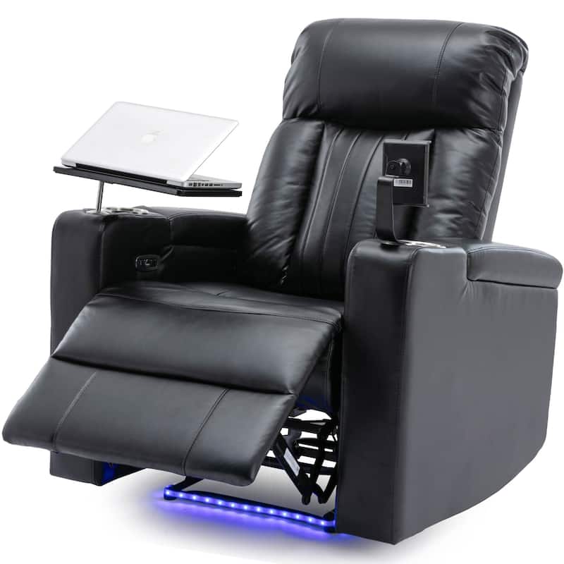 Premium Power Recliner with Storage Arms, Cupholders, Swivel Tray Table and Cell Phone Stand