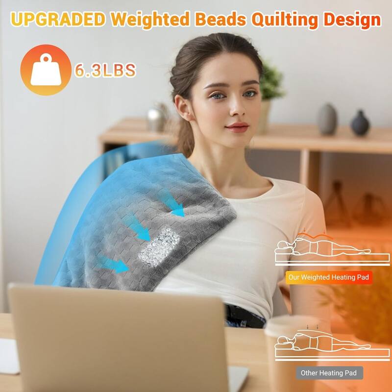 20"x24" Electric Neck Shoulder Heating Pad with Massaging Vibrations for Best Winter Gifts