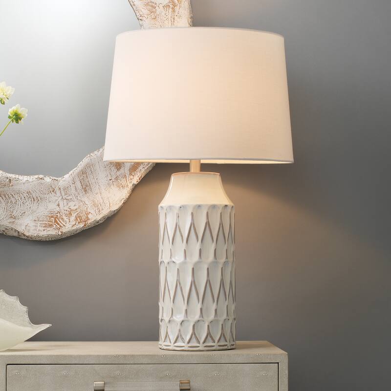 Alden Décor Tessa Ceramic Table Lamp, White