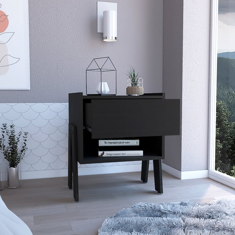 Nightstand 22"H,Bed Side Table with One Drawer,One Open Shelf,for Living Room
