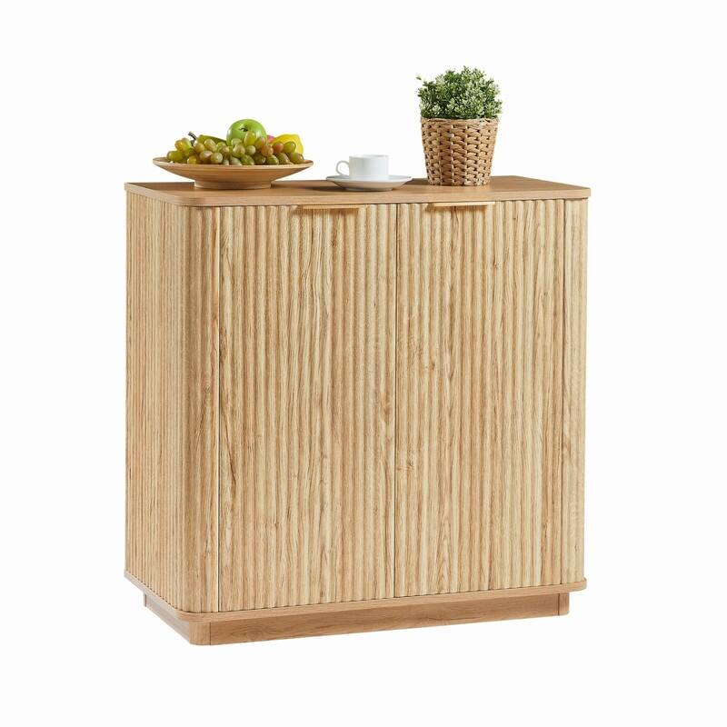 31.5" Buffet Cabinet Sideboard with Storage Curved Wave Design for Living Room and Bedroom Organization