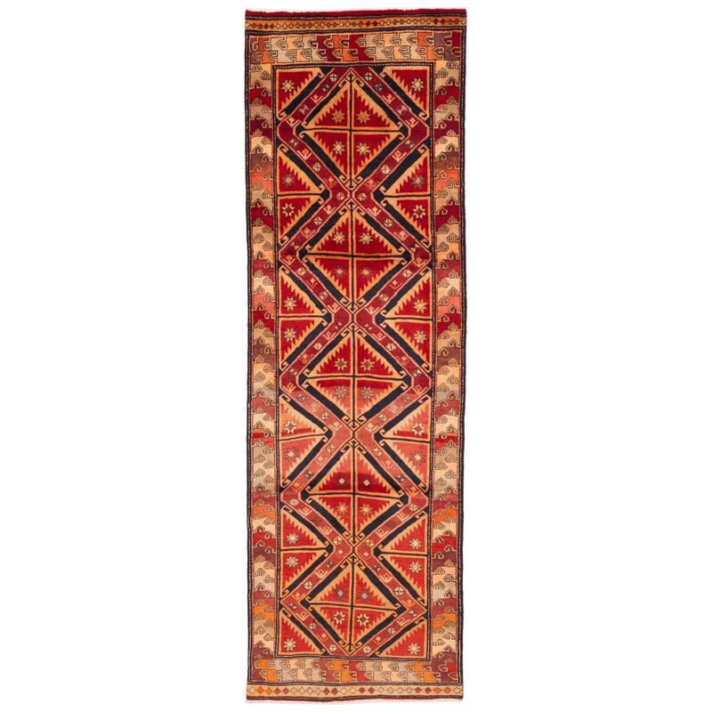 ECARPETGALLERY Hand-knotted Konya Anatolian Red Wool Rug - 3'10 x 12'4