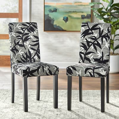 Simple Living Parson Black and Silver Rubber Wood Dining Chairs (Set of 2)