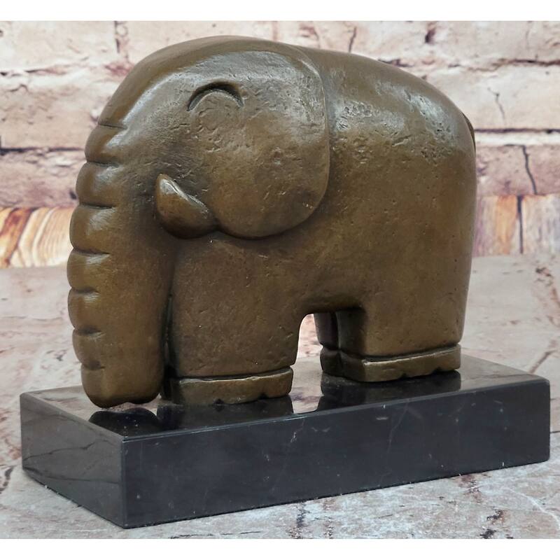 Abstract Modern Imitative Elephant Bronze Sculpture Statue Dali Art On Marble Base