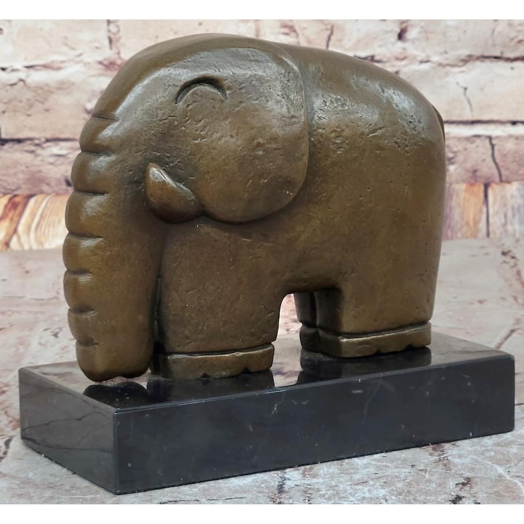 Abstract Modern Imitative Elephant Bronze Sculpture Statue Dali Art On Marble Base