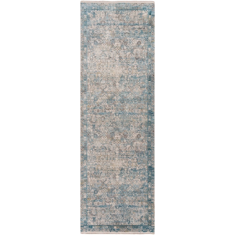 Layle Vintage Medallion Area Rug - 3' x 9' 10" - Silver Gray