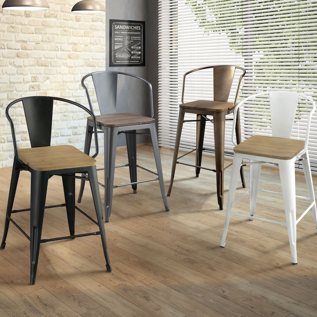 Rish Industrial Metal Counter Height Chairs by Furniture of America (Set of 2)