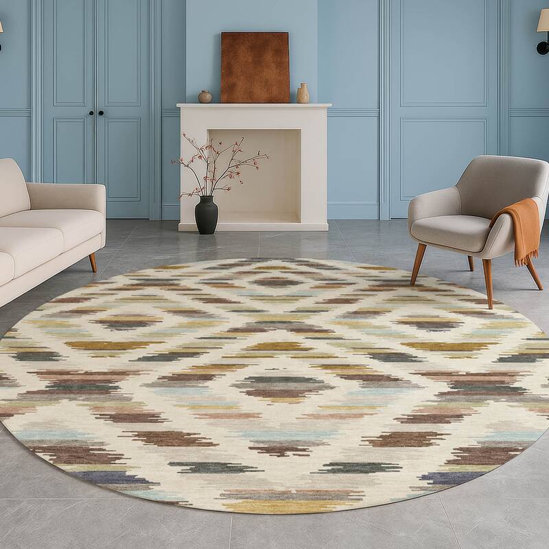 Machine Washable Indoor/ Outdoor Global Diamdon Chantille Rug