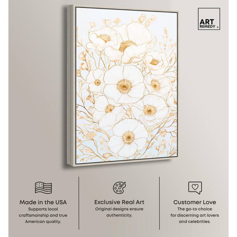 White and Gold Poppies II Canvas by Art Remedy