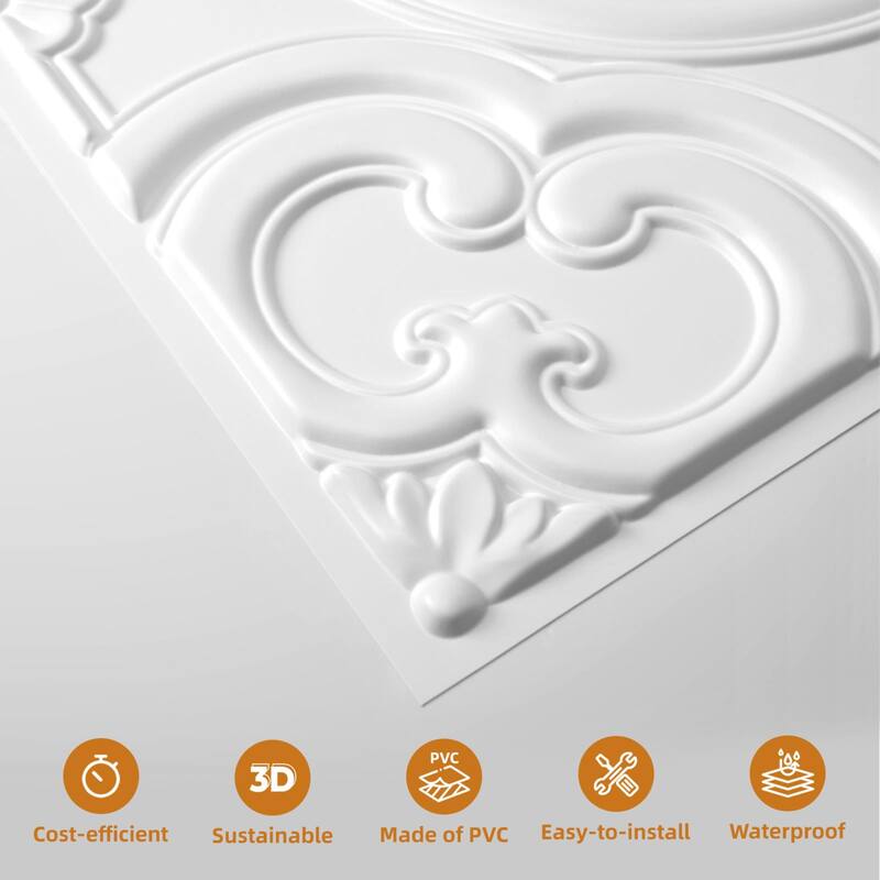 Atr3d 12 Pack 24"x24" 3D Wall Panel Ceiling Tiles Cover 48 Sq.Ft. for Home Decor
