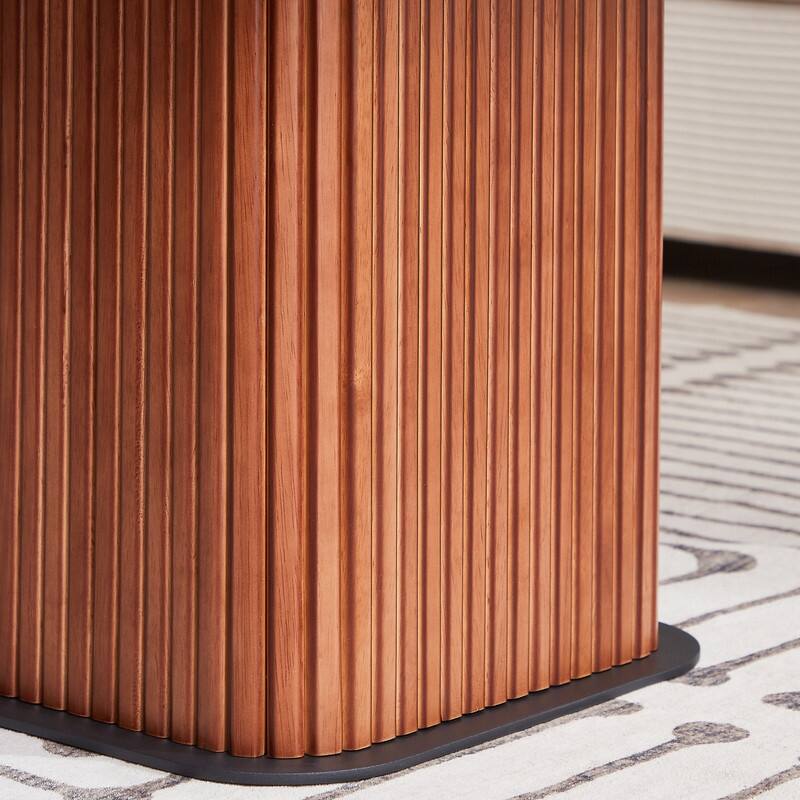 Coffee Table Walnut Wood Surface and Black Metel Feet