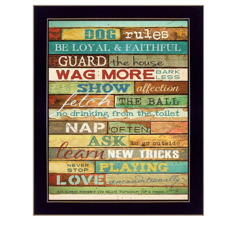 TrendyDecor4U Contemporary "Dog Rules" Framed Print Wall Art by Marla Rae