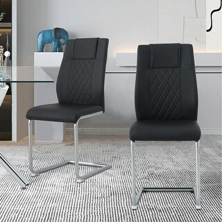 Modern Dining Chairs With Faux Leather Padded Seat Dining Living Room ...