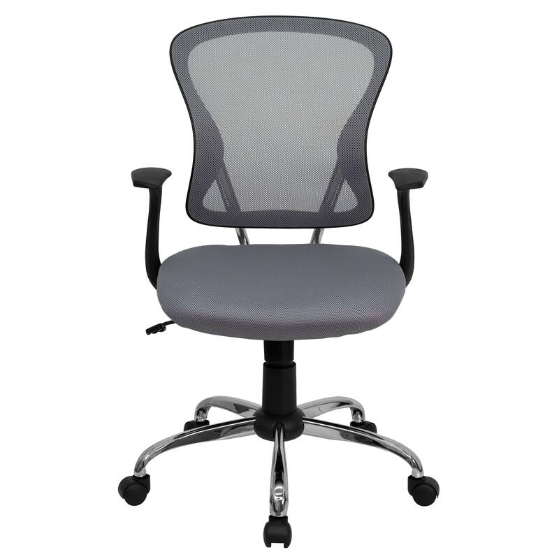 Mid-Back Mesh Swivel Task Office Chair with Chrome Base and Arms
