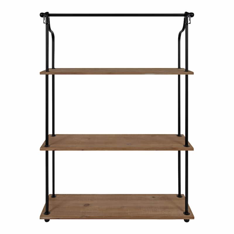 Kate and Laurel Walters Wood and Metal 3-tier Floating Shelf