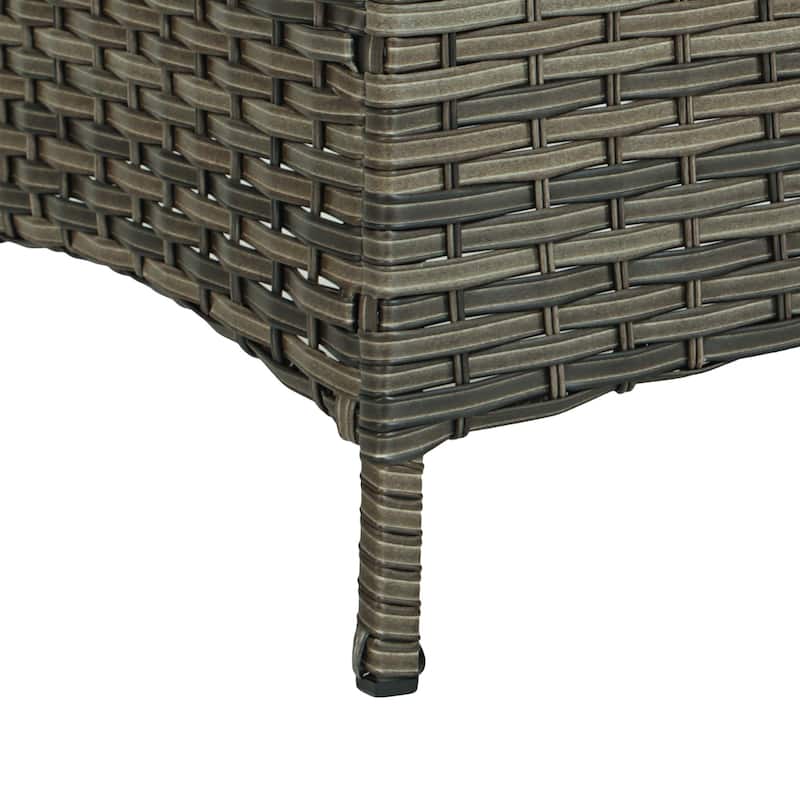 Outdoor Rattan Wicker cushioned Footstool Ottomans Set of 2