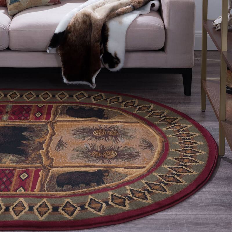 Natural Lodge Novelty Graphic Indoor Area Rug