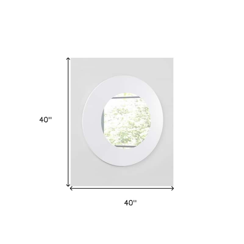 HomeRoots 40" White Round Wood Framed Accent Mirror