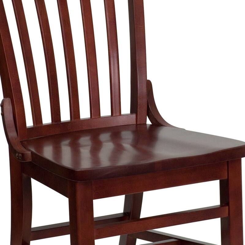 School House Back Wooden Restaurant Dining Chair - 18.5"W x 21.5"D x 35"H - 18.5"W x 21.5"D x 35"H