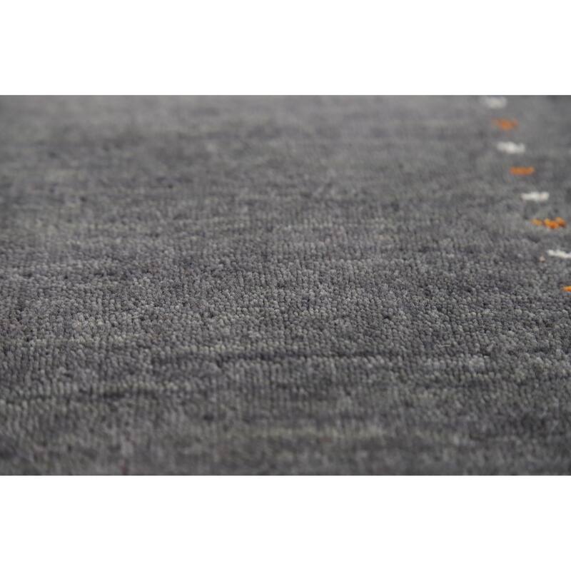 Hand Knotted Oriental 100% Wool Carpet Tribal Tribal Greys & Charcoal Gabbeh Area Rug - 5' 9'' X 4' 0''