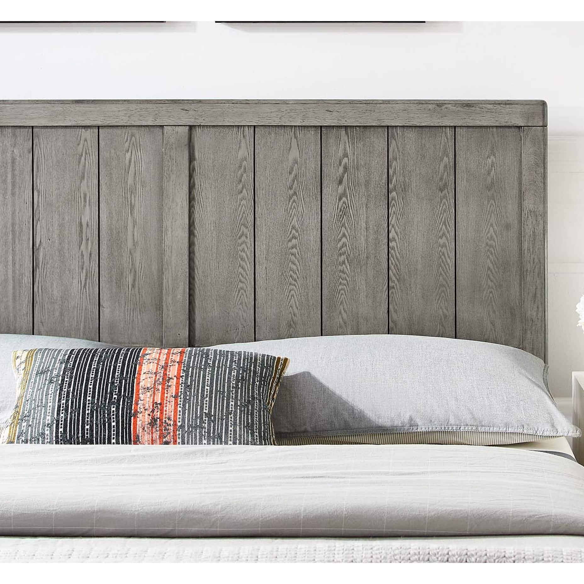 Widman Country Style King Size Grey Wooden Headboard Bed Bath