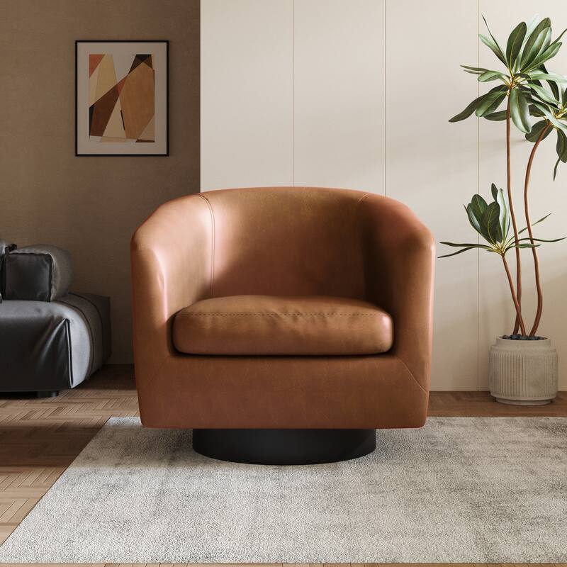 Round Barrel Armchair 360-Degree Swivel Accent Chairs