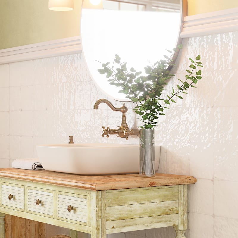 Merola Tile Mayolica White 5-7/8" x 5-7/8" Ceramic Wall Tile